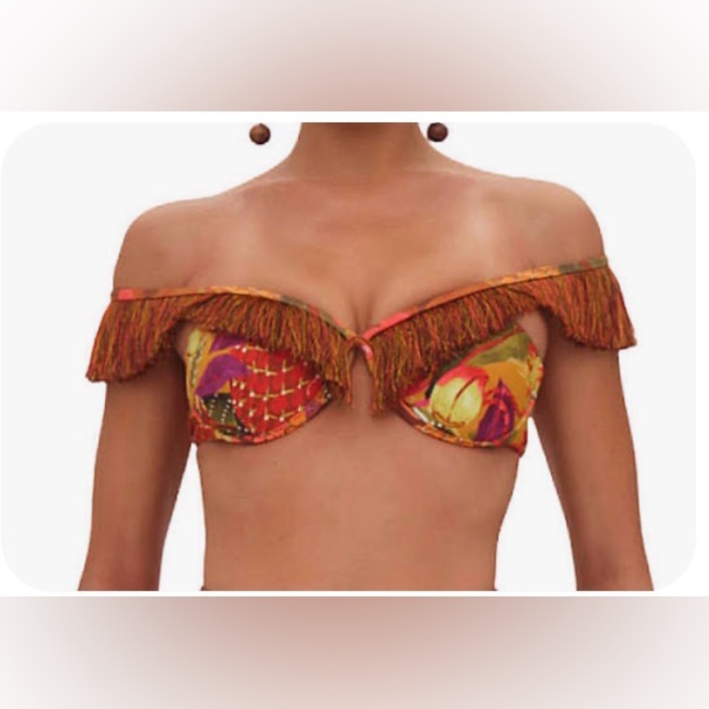Andrea Iyamah EYO BIKINI - KOLA Multicolor Fringe Off-Shoulder Bikini - Picture 4 of 5